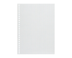 Checkered notebook with spiral binding on an isolated white background. Perfect for education,...