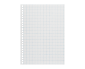 Checkered notebook with spiral binding on an isolated white background. Perfect for education, office supplies, and creative project designs.