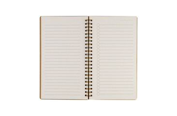 A lined notebook with spiral binding on an isolated white background, perfect for notes, education,...