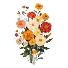 Obraz premium PNG Flowers illustration vintage bouquet.