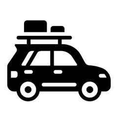 car trip glyph icon for travel by road journey