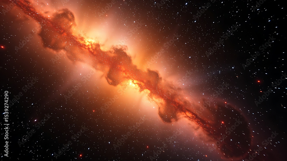 Poster loop animation of space nebula towards light loop animation glowing galaxies and stars passing foota