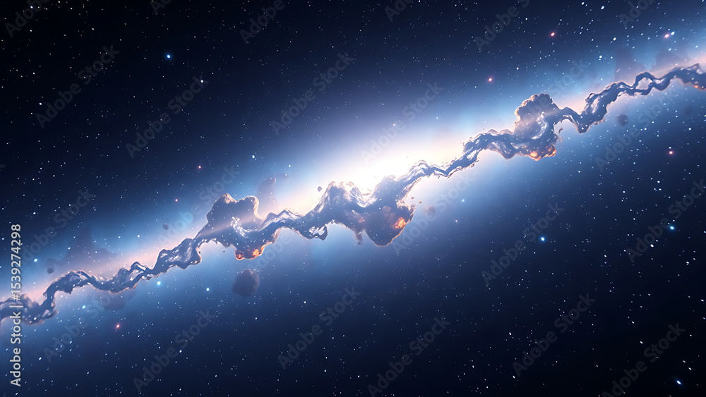 Poster loop animation of space nebula towards light loop animation glowing galaxies and stars passing foota