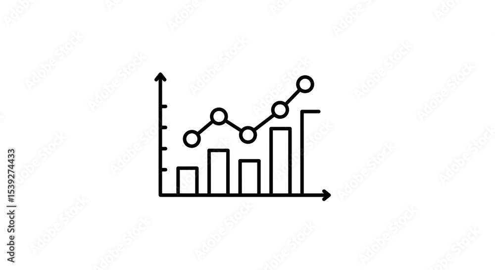 Aufkleber a simple line drawing of a bar graph with an increasing trend line on a white background illustratio