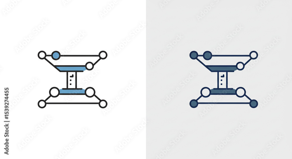 Aufkleber illustration of two connected molecular structures with circles and lines on a light background