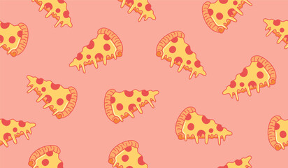 Cotton fabric Cute pizza pattern background vector design