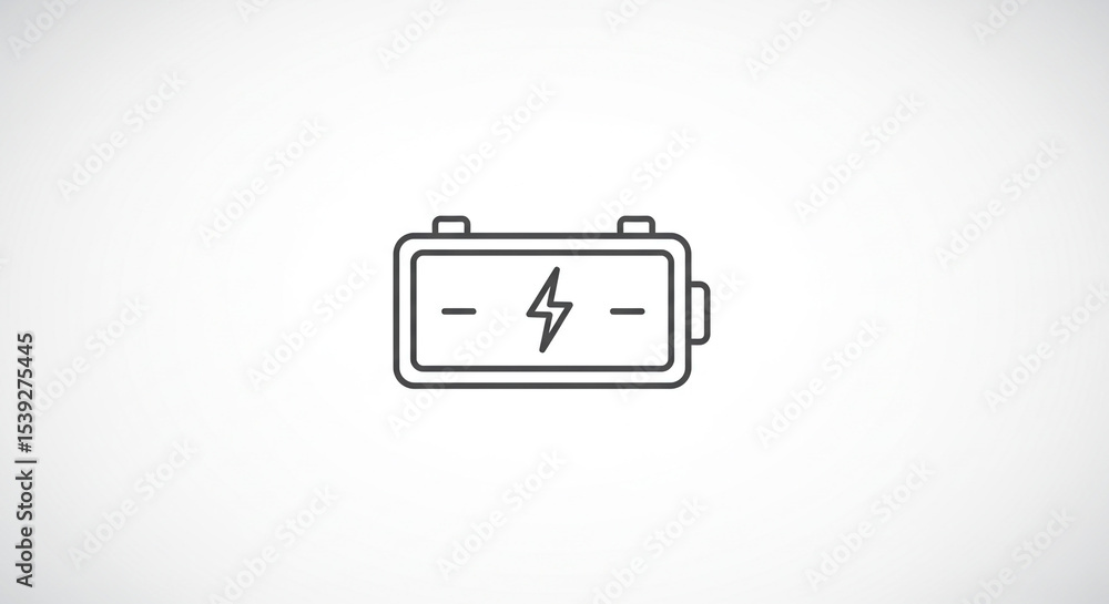 Aufkleber a simple line drawing of a battery with a lightning bolt inside on a plain white background scene vi