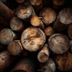 Stacked logs of wood, a natural and rustic display of cut timber