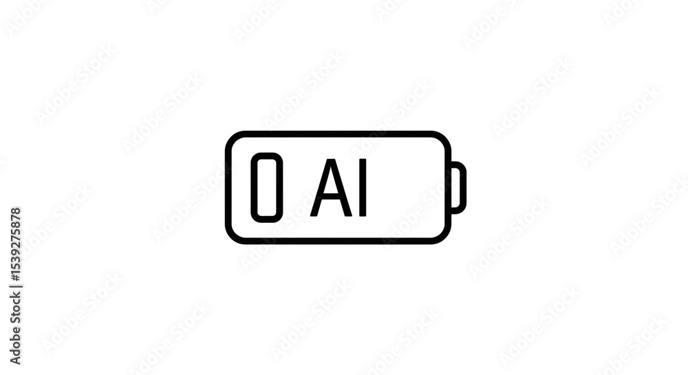Aufkleber a simple line drawing of a battery with the letters ai inside on a plain white background art icon