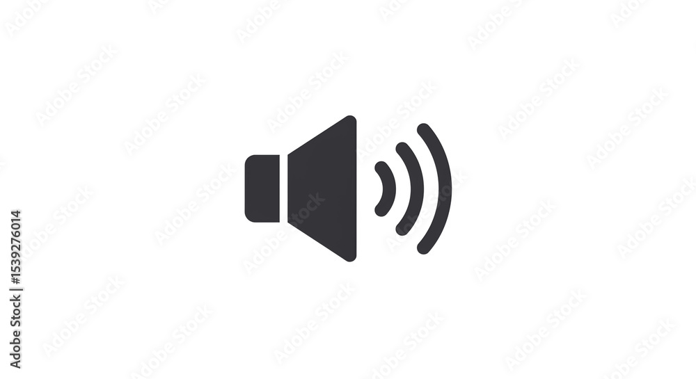 Aufkleber a dark grey speaker icon with sound waves emanating from it on a plain white background image view
