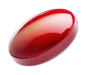 PNG A soft red round pill flying in the air background isolated sphere.