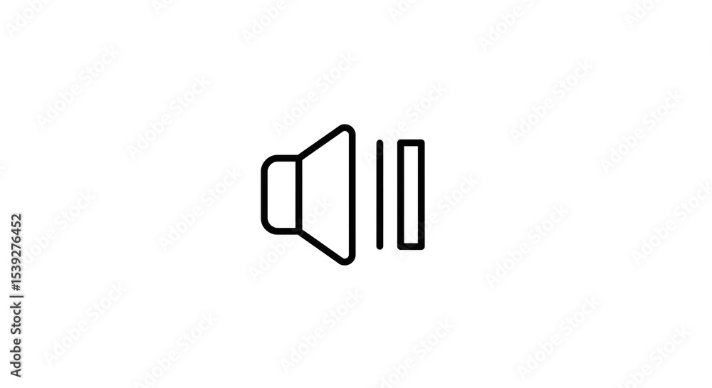 Poster a minimalist illustration of a speaker icon with a volume level indicator on a white background