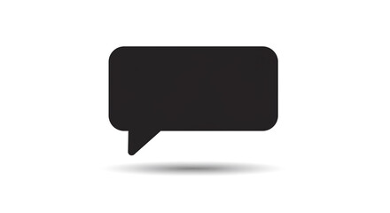 Fototapeta premium A simple black speech bubble icon with rounded corners and a small shadow on a plain white background
