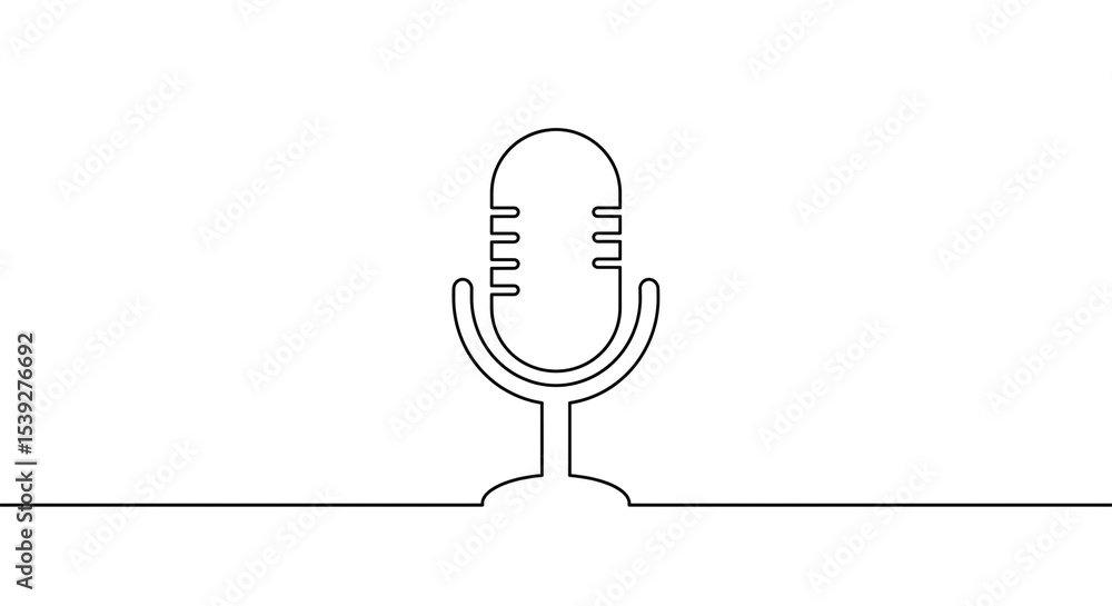 Aufkleber a minimalist line drawing of a microphone on a white background with a horizontal line below it