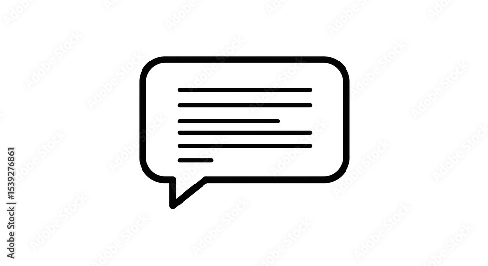 Aufkleber a simple black outline of a speech bubble with horizontal lines inside on a white background space