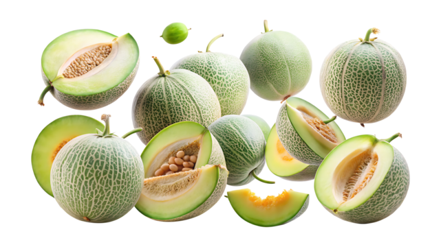 Assorted cantaloupes and honeydew melons showcasing variety and freshness in abundance