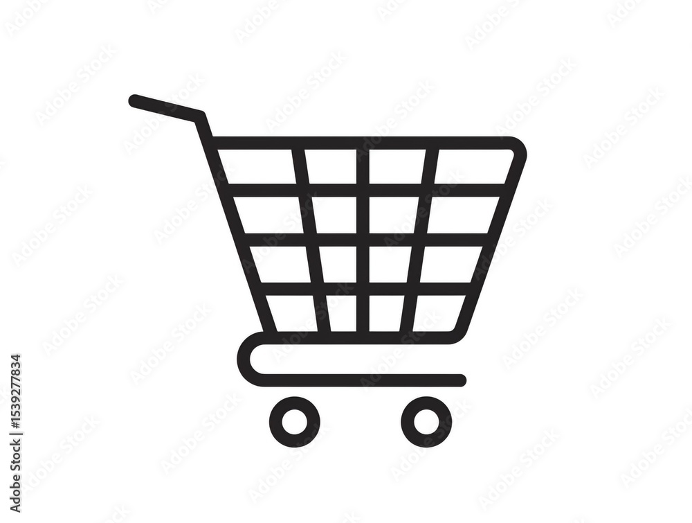 Aufkleber a simple black outline of a shopping cart with a grid pattern on a white background design icon