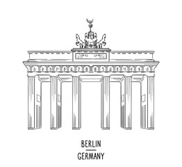 Germany hand drawn Brandenburg Gate vector illustration