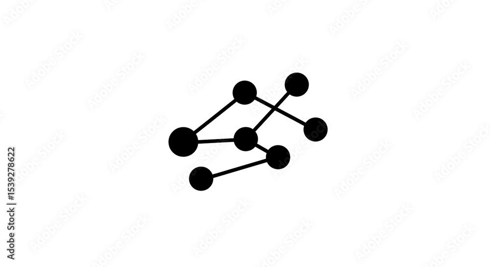 Poster a simple black and white diagram showing connected circles on a white background in a minimalist sty