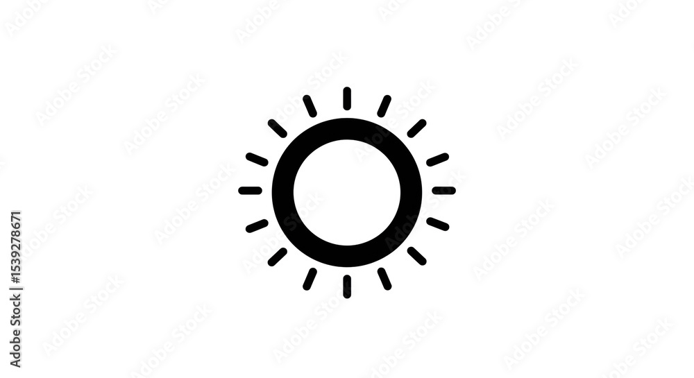 Aufkleber a simple black and white illustration of a sun with rays on a plain white background centered in fra