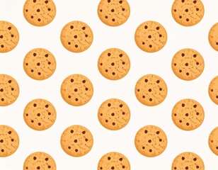 Fototapeta premium チョコチップクッキーが並んでいるパターンの背景