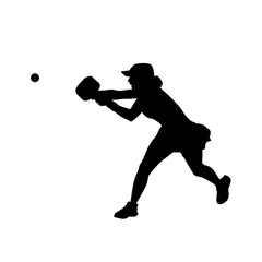Silhouette of Female Pickleball Player Returning a Shot, Athletic Woman Playing Pickleball Vector Silhouette