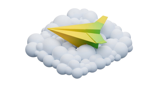 Paper Airplane in Cloudscape 3D Render