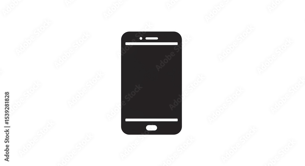 Aufkleber a simple black smartphone icon with a blank screen and rounded corners on a white background plain v