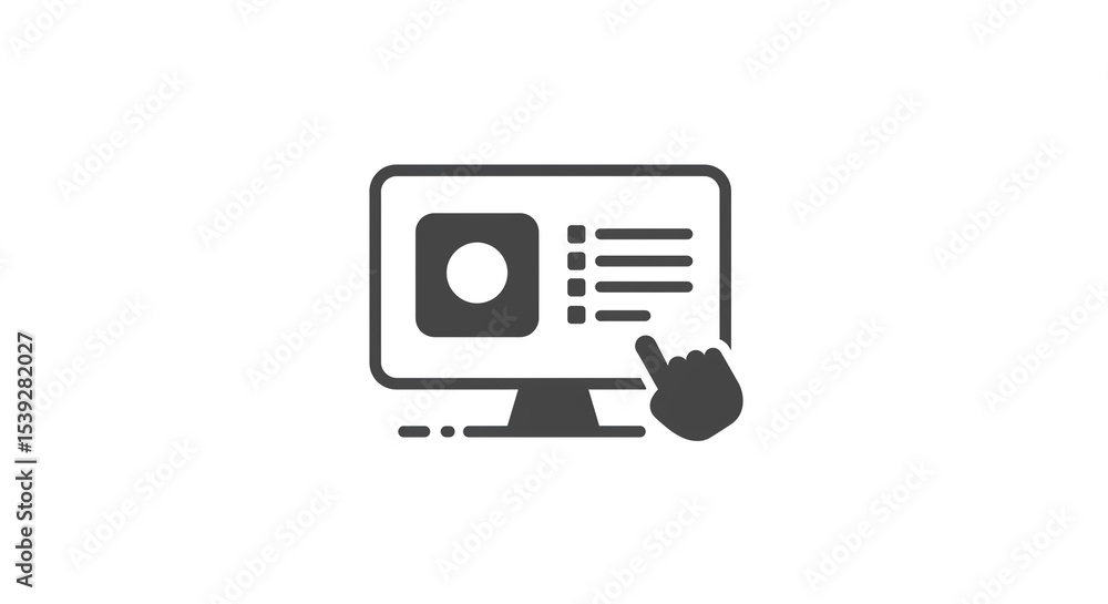 Fototapete a computer screen displaying a user interface with a hand hovering over it for selection task use