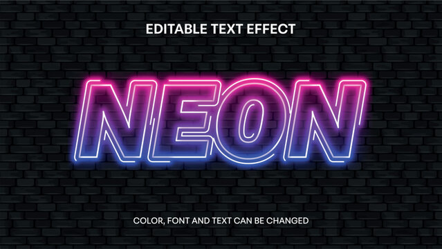 neon editable text effect. neon light text effect on black wall