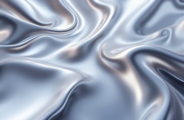Obraz premium Iridescent Liquid Metal Waves Elegant Chrome Silver Abstract Art