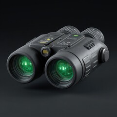Advanced Night Vision Binoculars on Black Background - High-Tech Surveillance and Tactical Gear