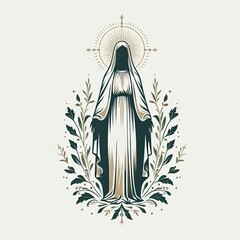 Virgin mary illustration religious art catholic faith design