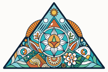 Vibrant abstract background featuring geometric shapes in Memphis style. Includes bold triangles in pink, teal, yellow, and purple, combined with dotted, striped, and wavy textures.