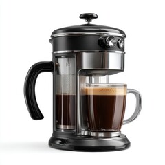 Modern Black Espresso Machine with Full Glass Cup