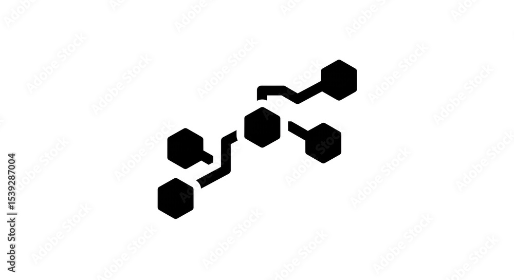 Aufkleber a black and white illustration of a network diagram with hexagonal nodes and connecting lines shown