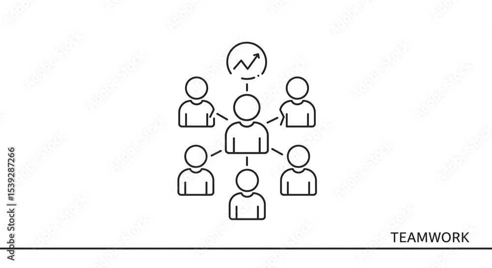 Aufkleber a minimalistic line art illustration showing teamwork and collaborative growth with a central figure