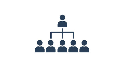 A simple organizational chart with a top level manager and five direct reports in a hierarchical structure