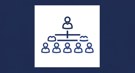 A simple organizational chart icon showing a hierarchy with one top level manager and several employees