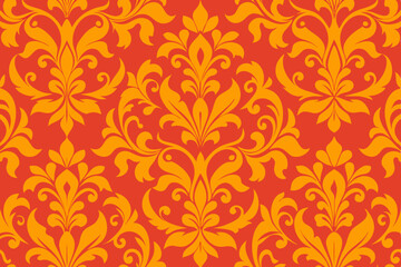 Fototapeta premium Seamless floral pattern featuring vintage decorative flower and leaf designs perfect for textile, wallpaper, or retro fabric art illustration