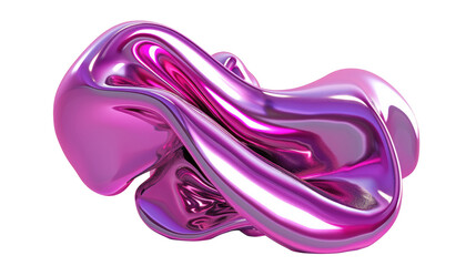Dynamic Abstract Fluid Sculpture in Bright Pink Colors with Glossy Finish and Smooth Curves