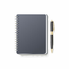 Open notebook with a pen, perfect for business notes or personal diary entries on a blank page