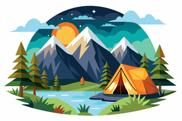 Ideal for outdoor adventure themes, hiking and camping designs, travel illustrations, children's books, tourism materials, and nature-based content
