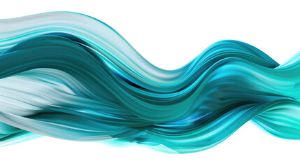 Dynamic Flowing Abstract Waves in Aqua and Teal Colors with Transparent Background