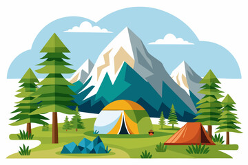 Ideal for outdoor adventure themes, hiking and camping designs, travel illustrations, children's books, tourism materials, and nature-based content