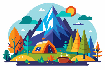Ideal for outdoor adventure themes, hiking and camping designs, travel illustrations, children's books, tourism materials, and nature-based content