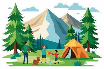 Naklejka premium Ideal for outdoor adventure themes, hiking and camping designs, travel illustrations, children's books, tourism materials, and nature-based content