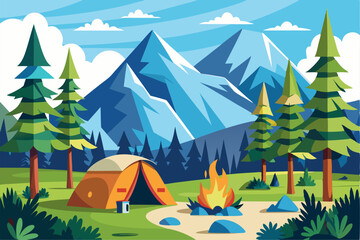 Ideal for outdoor adventure themes, hiking and camping designs, travel illustrations, children's books, tourism materials, and nature-based content