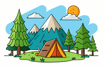 Ideal for outdoor adventure themes, hiking and camping designs, travel illustrations, children's books, tourism materials, and nature-based content