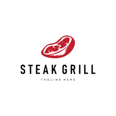 steak logo design concept steak meat bbq simple illustration symbol template food meat delicious brand product cafe and restaurant business